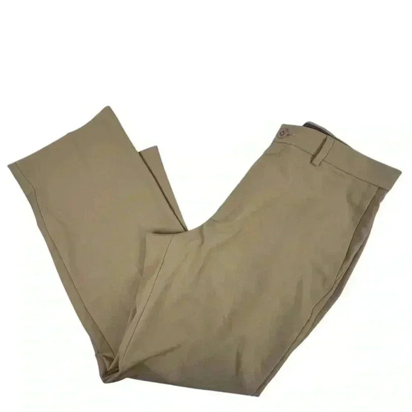 Haggar Cool 18 Pro Men's Khaki Pants Beige Size 34 Inseam 29 Stretch Golf - Picture 1 of 11
